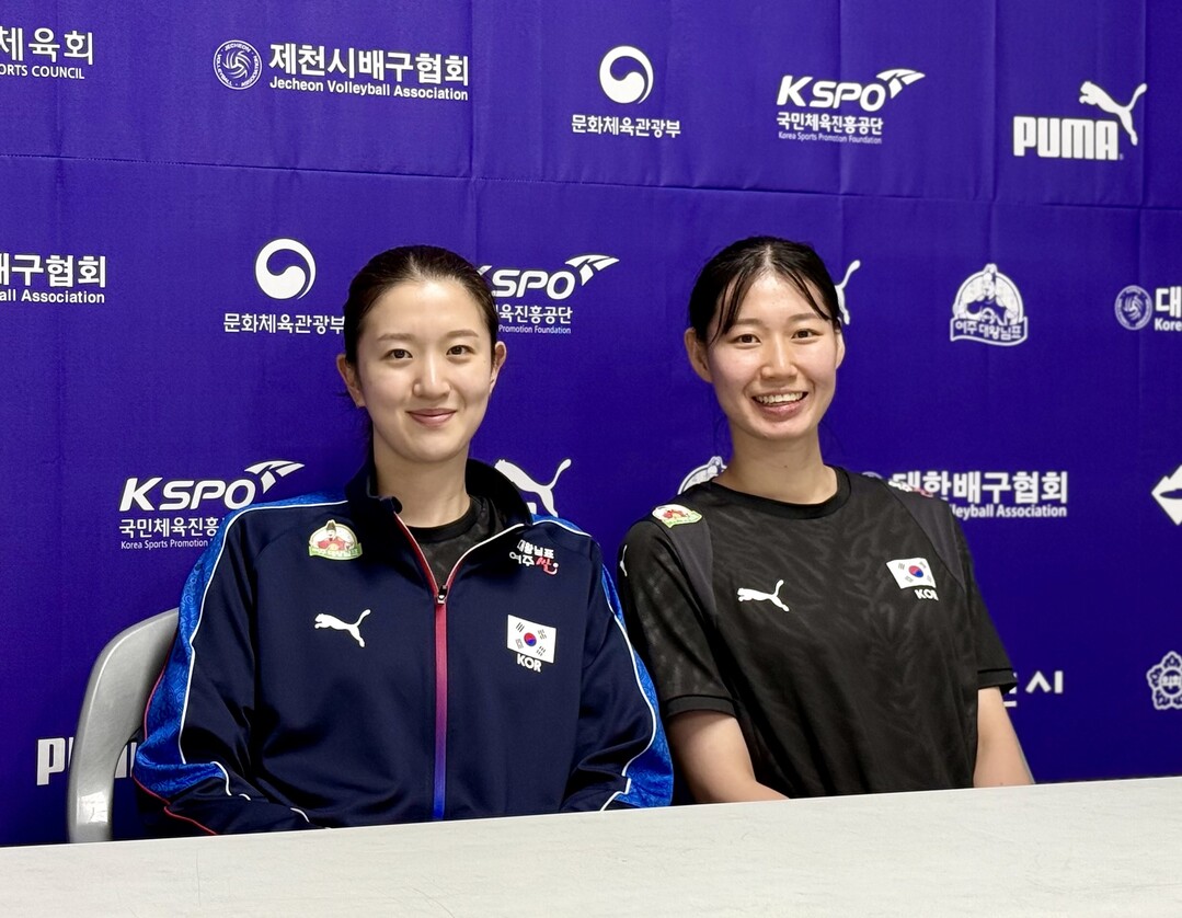 국가대표 미들블로커 이다현, 그리고 왼손잡이 아포짓 나현수의 '야호~' [포토]